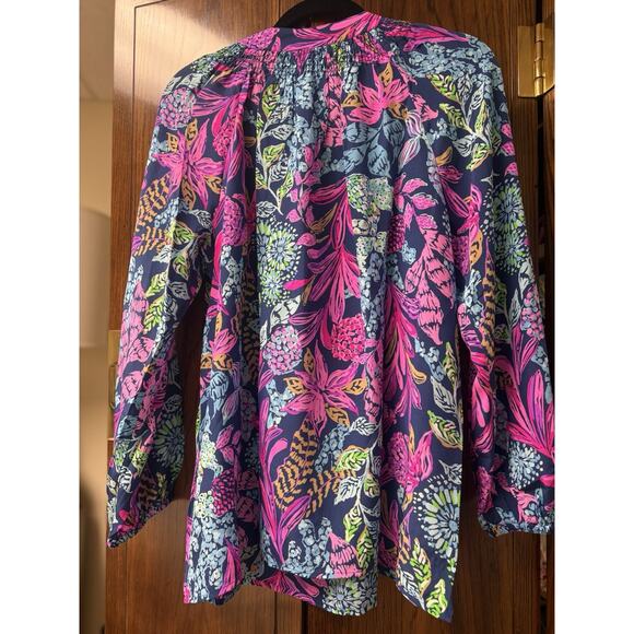 Lilly Pulitzer Elsa Top Calypso Coast Aegean Navy Blue Large NWT - Picture 2 of 3